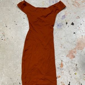 American Apparel Burnt Orange Ochre Bodycon Dress